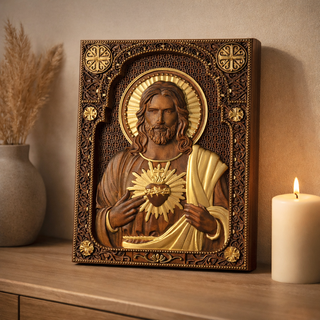 Gilded Sacred Heart Icon