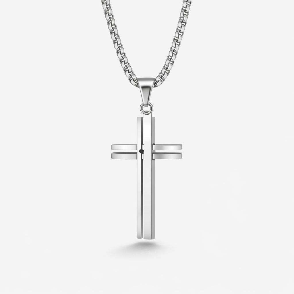 Architectural Cross Pendant, 925 Sterling Silver