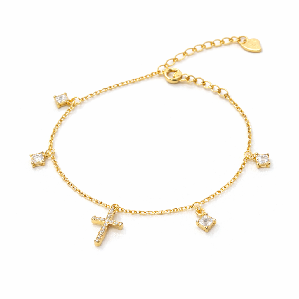 Cross & Charms Bracelet, Gold