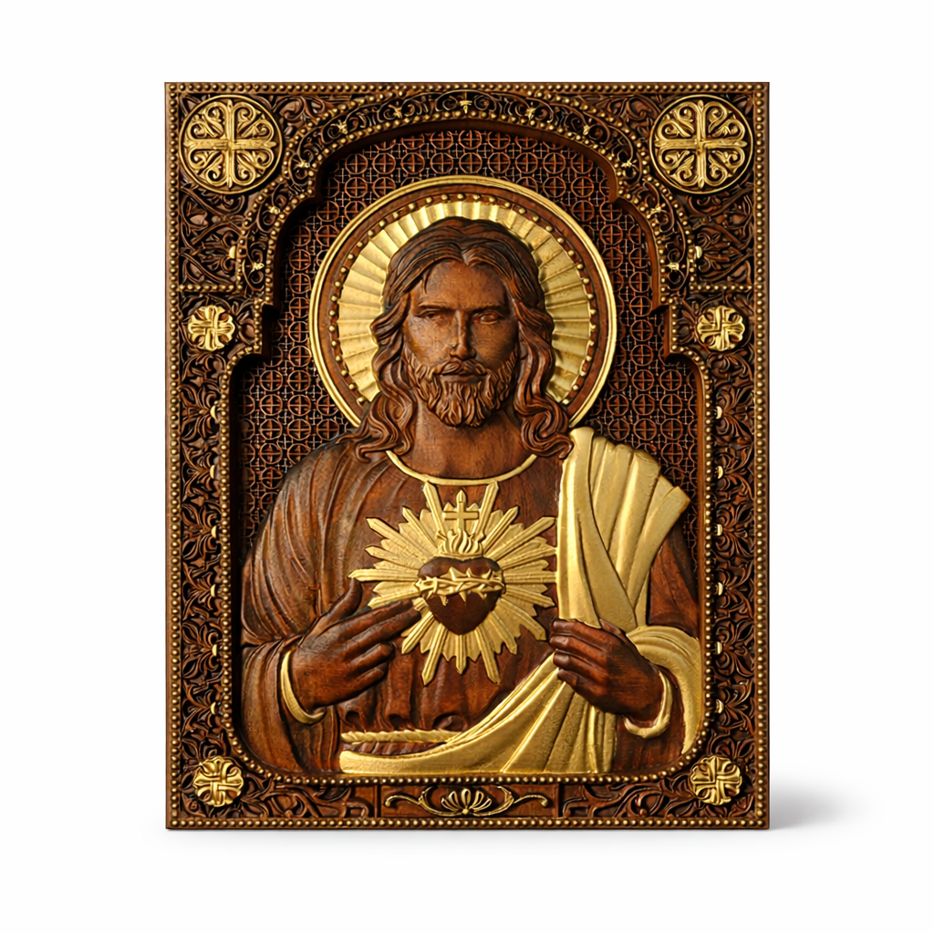 Gilded Sacred Heart Icon