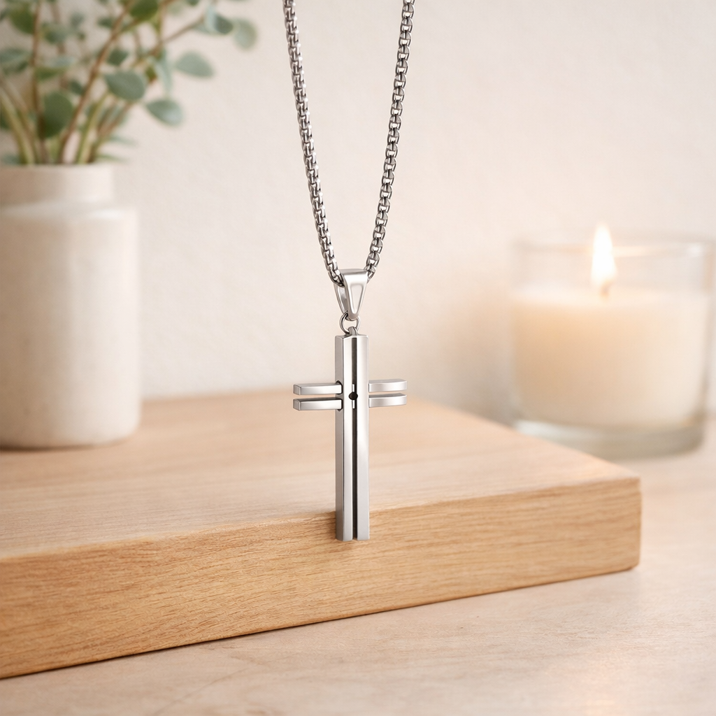 Architectural Cross Pendant, 925 Sterling Silver
