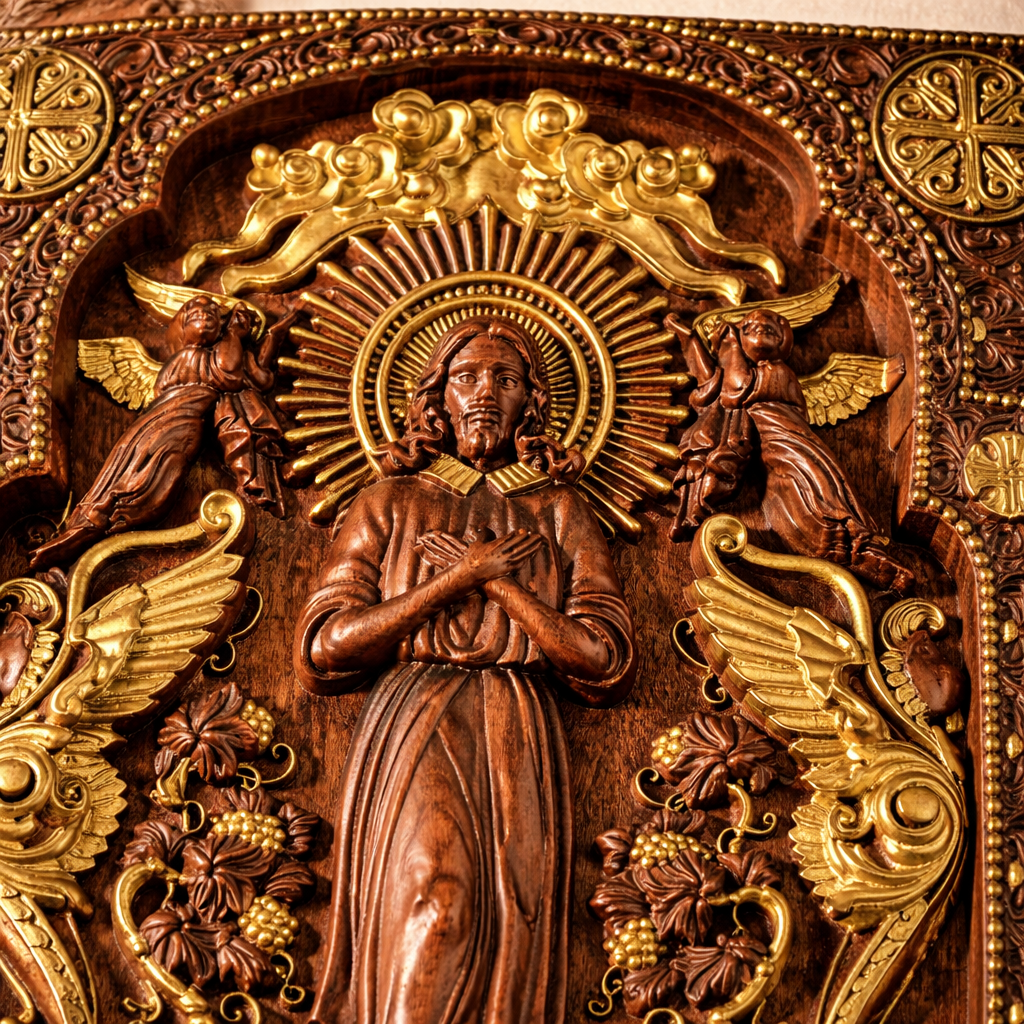 Angelic Wood Icon Plaque