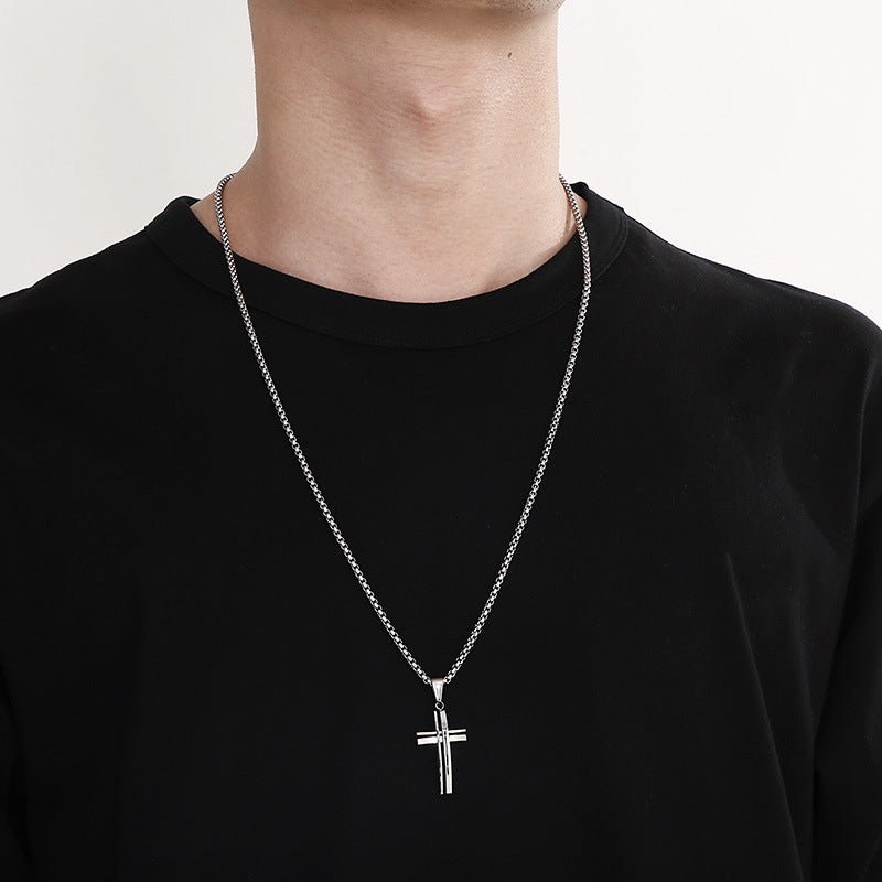Architectural Cross Pendant, 925 Sterling Silver