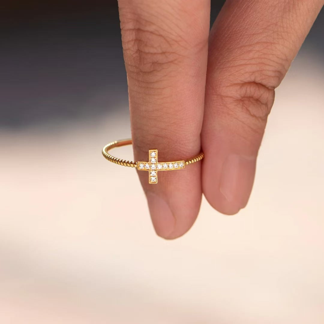 Sanctum Cross Ring — Sterling Silver, Pure Gold Plated